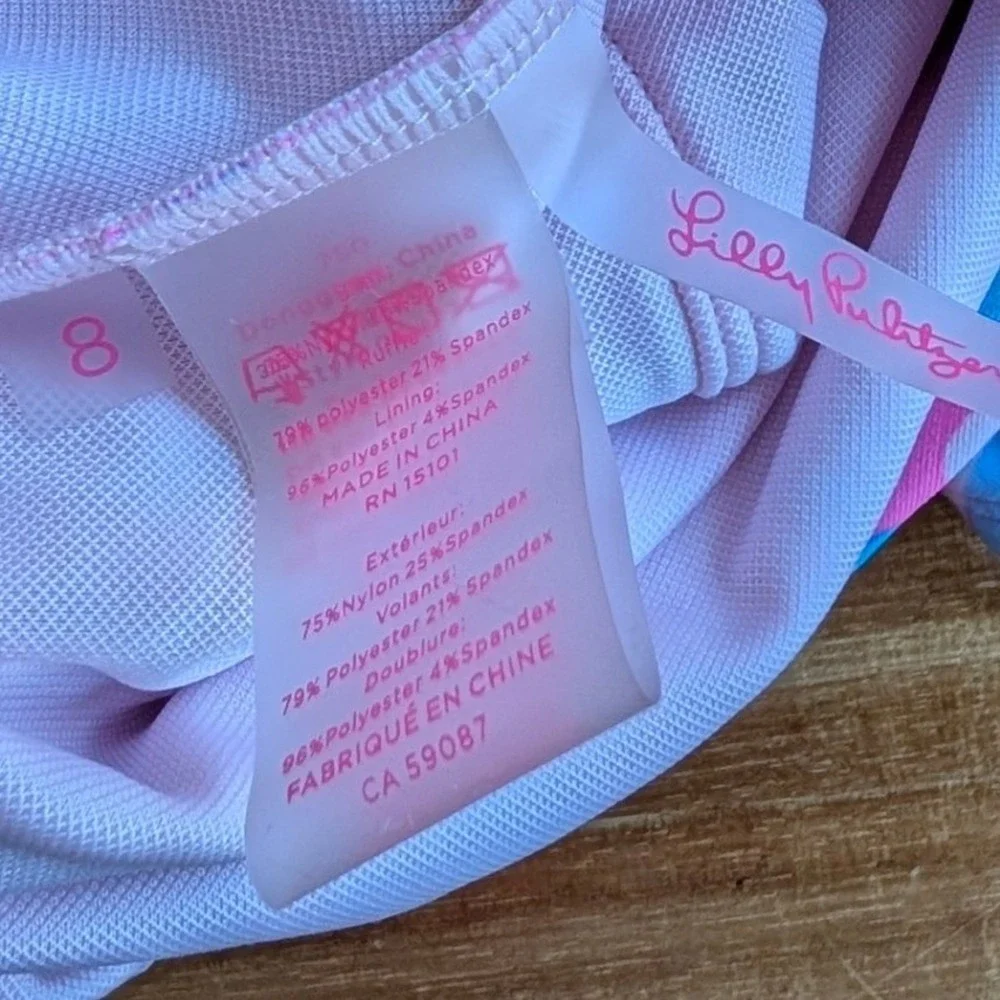 Lilly‎ Pulitzer Pink Paisley Off The Shoulder One Piece Swimsuit Size 8